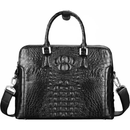LINSHE crocodile Mens bags crocodile leather handbag Cross section business men briefcase Laptop bag large capacity
