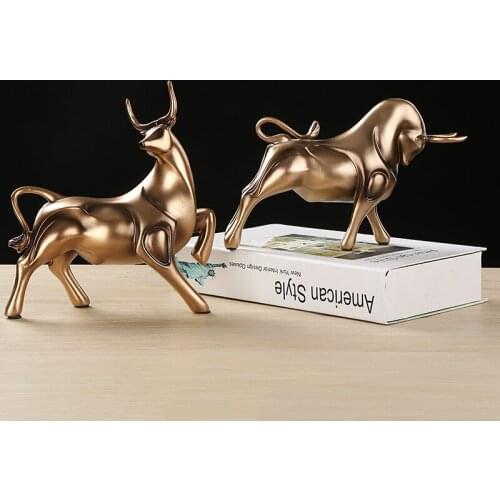 Vintage Bull Statue Abstract Bison Sculpture Resin Wildlife Ornament Room Decor Home Animal Art Handicraft Taurus Accessories
