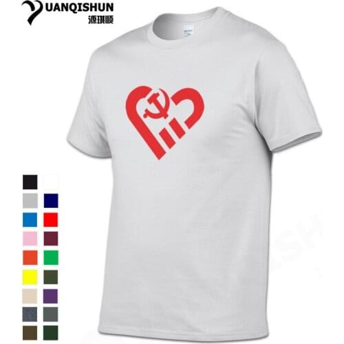 YUANQISHUN 2018 New CCCP USSR Love Heart T Shirt Fashion Design 100% Cotton Mens T-Shirt Soviet Russian Hammer Sickle Army Tees