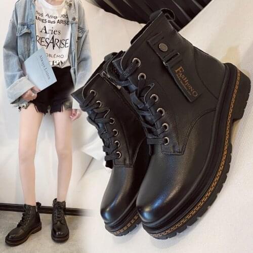 2020 spring and autumn new fashion side zipper womens boots Martin boots female round toe all-match short boots X459