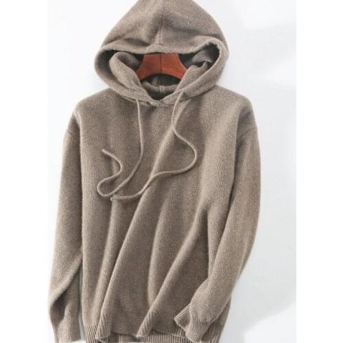 Goat cashmere wool blend 7F thick knit women winter fashion hooded pullover sweatshirts coat S-XL/euro size