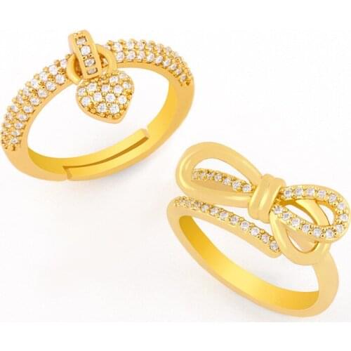 Funmode Luxury Gold Color AAA Cubic Zircon Pave Adjustable Rings For Women bijoux Fashion Jewelry anillos para hombre FR31