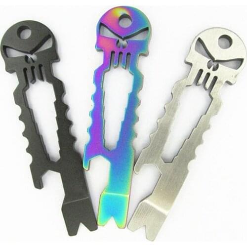 1PC EDC Stainless Steel Bottle Opener Wrench Skulls Multi Tool Outdoor Tactical Survival Pocket Keychain Pendant Accessories
