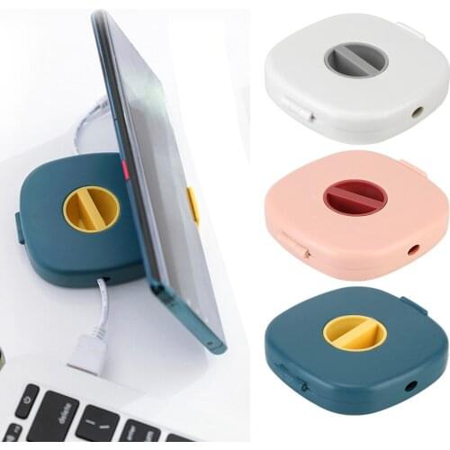1Pc Rotatable Wire Organizer Phone Holder Storage Box For Charging Data Line Home Storage Portable Cable Winder