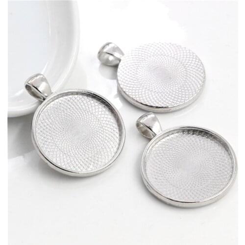 New Fashion 10pcs 25mm Inner Size Rhodium plated Classic Style Cabochon Base Setting Charms Pendant (A3-63)