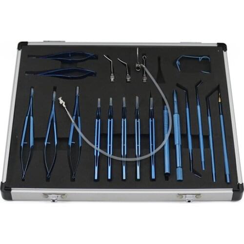New 21PCS Titanium Alloy Eye Ophthalmic Set Instrument Eye Micro Tweezers Scissors Needle Holder Set Surgical Tools