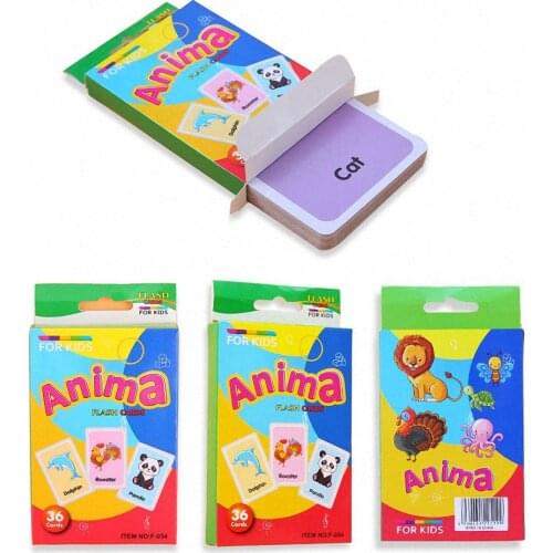 36Pcs kids Cognitive Shape Animal colorful Teaching Card Flash Puzzle Infant Early Education Learning Toy Gifts for children