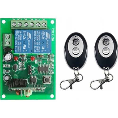 433MHz Universal Wireless Remote Control DC12V 24V 2CH rf Relay Receiver+Transmitter for Universal Garage door and gate Control