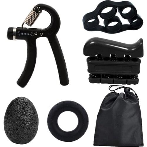 5pcs Sport Fitness Hand Grip Trainer Set Finger Resistance Band Rubber Ring Adjustable 5-60KG Heavy Grips Fingers Exerciser Ball