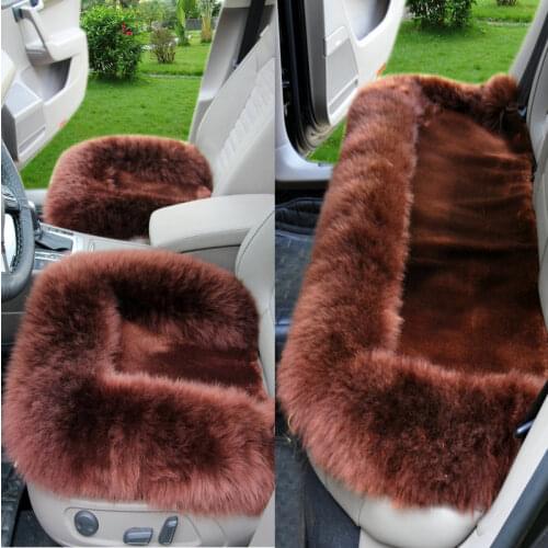 New 3pcs Car Seat Wool Cushions Water Cube Shape Universal Australia Long Wool Furry Automobile Interior Accessories Warm Pads