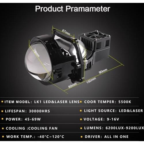 SANVI 3inches 69W 5500K Auto Bi led&Laser Projector Lens Headlight With Hella 3r Mounting Bracket LHD RHD Car Light accessories