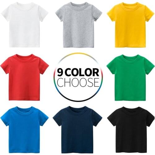 Kids T-shirt Tops Baby Boys Cotton Short Sleeve girls Children basic color clothes tees infant toddler new 2020 clothing