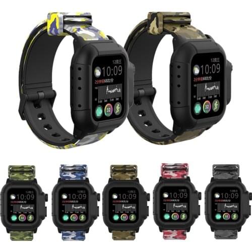 For Apple Watch Band 6 5 4 3 2 SE 44/40/42mm Camouflage Sport Bracelet Waterproof Case+Silicone Strap Cover for iWatch Series 6