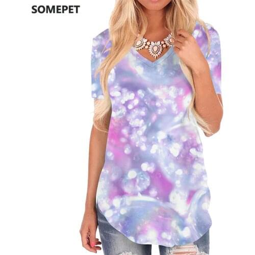 SOMEPET Abstract T Shirt Women Psychedelic V-neck Tshirt Art T-shirts 3d Novel Shirt Print Womens Clothing Hip hop Printed