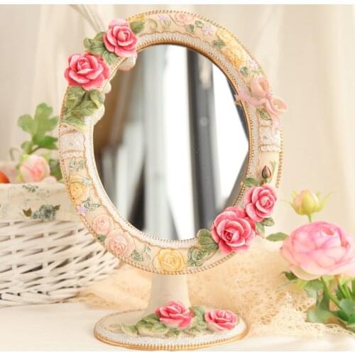 HD Beauty Mirror Creative European Pastoral Dressing Desktop Mirror Princess Mirror Folding Makeup Mirror Decorative Mirror