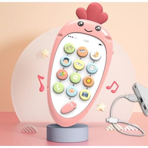Carrot Simulation Mobile Phone Cartoon Cellphone Electronic Baby Teether Phone English Musical Toy Baby Early Education Toys