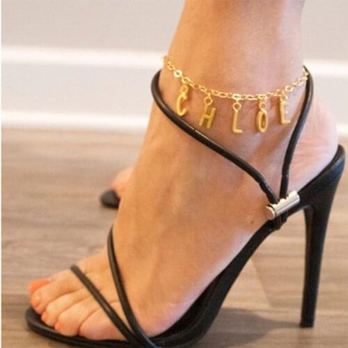 Custom Ankle Bracelet for Women Bulk Gold Initial Personalized Stainless Steel Letter Jewelry A-Z Alphabet Anklet Leg Bracelet