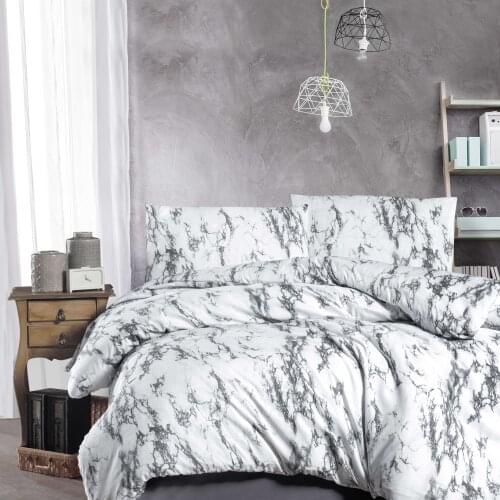 Duvet Cover Set White and Gray, Organic, Cotton, Stone Wash, No Ironing Required, Jacquard Bedding Set, Queen Duvet Cover Set