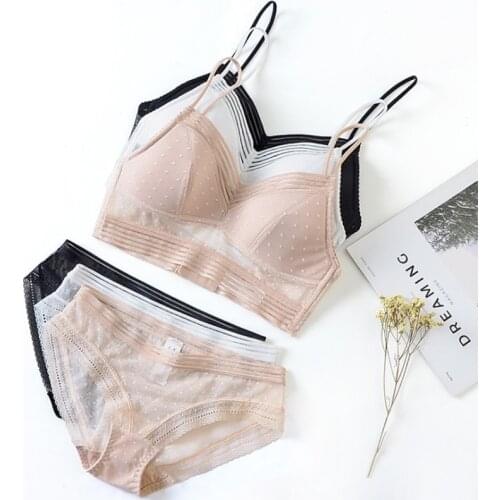 BH Backless Women Underwear Set Invisible Sexy Lingerie Push Up Bras Lace Dot Low Back Bra And Panty Set See Through Brief Sets