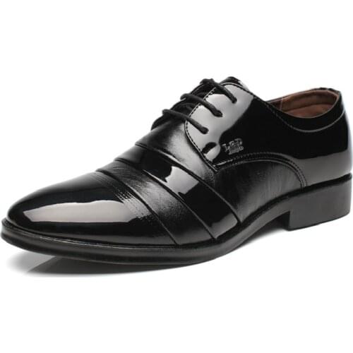 Brown Dress Wedding Shoes Men Formal Italian Patent Leather Shoes for Men Coiffeur Elegant Shoes Men Classic Zapatos Hombre Bona