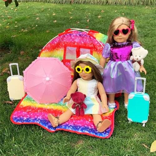 Doll House Colored Star Camping Tent Furniture Bedroom Fit 43cm Baby New Born,42cm Nenuco,18inch Girl Doll Clothes Accessories