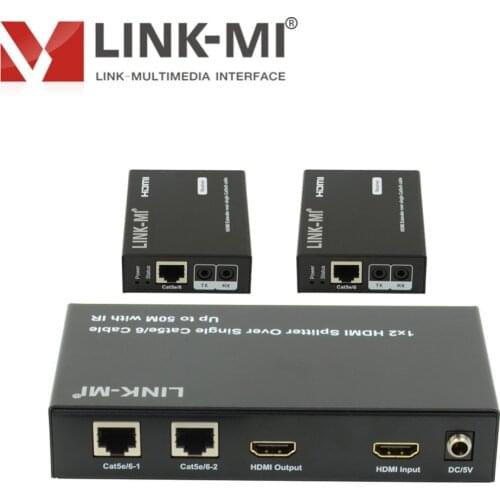 LINK-MI 1 in 2 out HDMI Splitter 50m Over Single Cat5e/6 cable with IR Transmittion 1080p 1 Transmitter to 2 Receivers