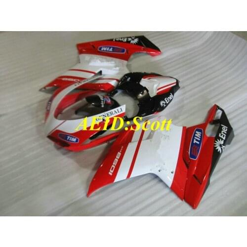 Injection mold Fairing KIT for DUCATI 848 1098 1198 08 09 Ducati ducati 1098 2008 2009 Red white black Fairings set+gifts DA05