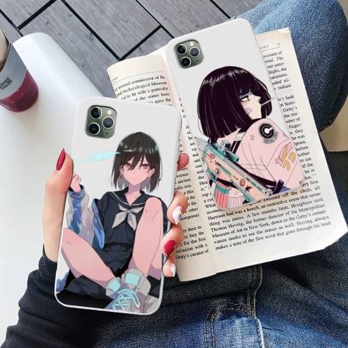 Cartoon cool cute girl Phone Case Candy Color for iPhone 6 6S 7 8 11 12 XS X SE 2020 XR mini pro Plus MAX mobile bags coque
