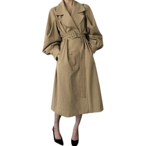 New Khaki Windbreaker For Lady 2021 Casual Loose British Atyle Coat Female For Spring Autumn Office Women Retro Long Trench Coat