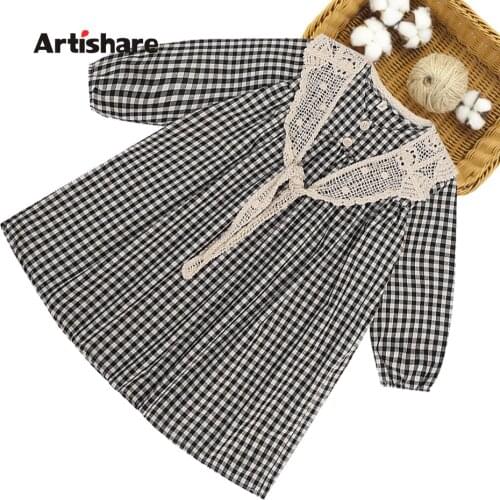 Dress For Girls Plaid Pattern Dress Girls Spring Autumn Children Dresses Casual Style Childrens Clothing 6 8 10 12 14