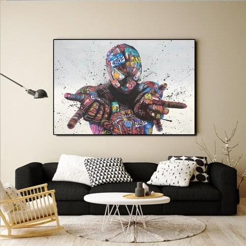Marvel Superhero Spiderman Street Graffiti Poster Wall Art Picture Oil Canvas Painting For Bedroom Nordic Home Decoration