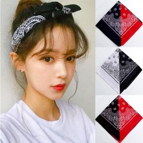 Fashion Women Stitching Hair Accessories Bandana Square Scarf Female Bandanas Headwear Rock Cool Girls Hair Tie Band Head Scarf