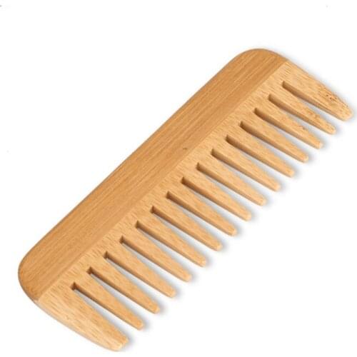 Natural Bamboo Wide Tooth Comb Detangling Anti-Static Curly Hair for Women Men New