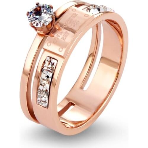 Luxury Brand Austrian Crystals Wedding Ring Letter LOVE FOREVER Ring AAA Cubic Zirconia Finger Rings Jewelry Bridal Sets