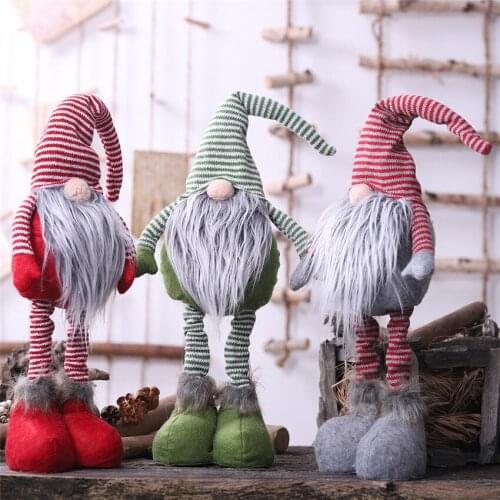 Santa Snowman Elf Christmas Ornaments Faceless Doll 2021 Plush Doll Favor Party Decoration for Home New Year Big Standing Doll