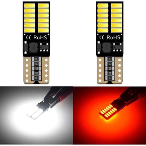 2pcs T10 W5W LED CanBus bulbs 194 168 Error Free 4014SMD Super Bright LED car Signal Light interior Dome Reading Lamps White Red