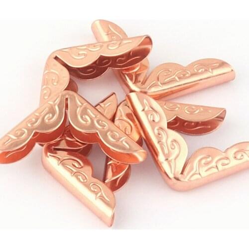 20mm Rose gold Pattern Jewelry Corner Protection Corners Decorative Wood Corner Vintage Style Box Corner Bronze Book Corner clip