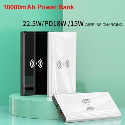 22.5W Super Fast Charging Power Bank 10000mAh PD18W External Battery Powerbank 15W Wireless Fast Charger For iPhone 12 11 Pro