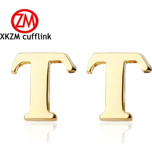 High Quality Men Cuff Links New French Cufflinks Golden Plating Brand letter T Design Style Men Cufflinks Wholesale&retail