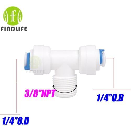 Water Filter Parts 5 PCS T Typle 1/4" OD Tube 3/8"NPT BSP middle male Quick Connector Aquarium Reverse Osmosis System 6464