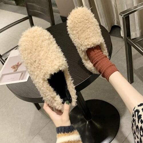 Shoes womens winter wear new all-around flat bottomed Plush bowknot slacker cotton shoes in 2021 increase keep warm
