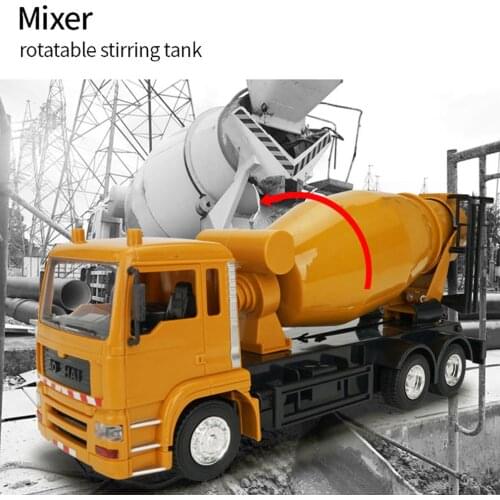 1:24 10CH Remote Control Sand Mud Mixer Engineering Model Car Electric RC Truck Toys Birthday Christmas Gift For Kids 3825