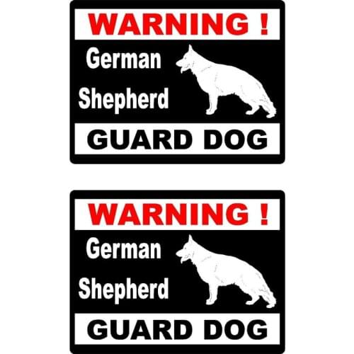 15cm*11cm 2 Pcs WARNING German Shepherd Guard Dog Car Sticker Waterproof Decal Laptop Motorcycle Auto Accessories PVC