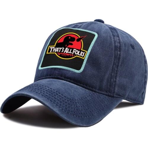 Thats all folks Dinosaur Park Baseball Caps Men Snapback Hat Baseball Hip Hop Women Cap Outdoor Fashion Jurassic Design Hats