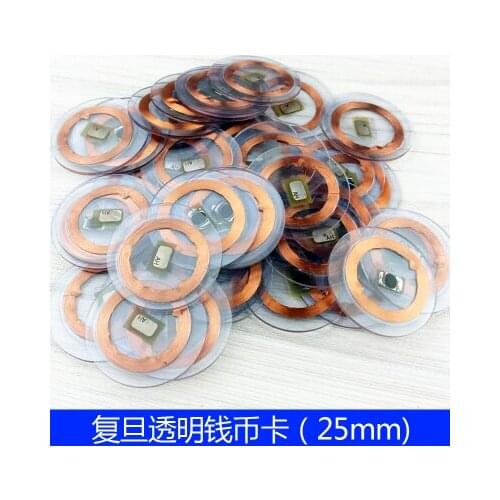 Fudan F1108 coin tags IC RFID M1 compatible label transparent cards passive 13.56MHz clear tag 100pcs/Lot
