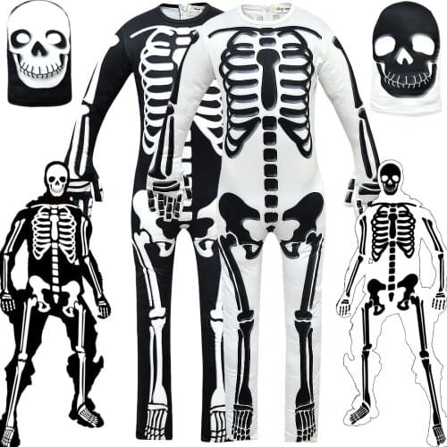 Fortnite game ins explosive skulls around cosplay long-sleeved one-piece childrens Halloween party costume headgear decoration