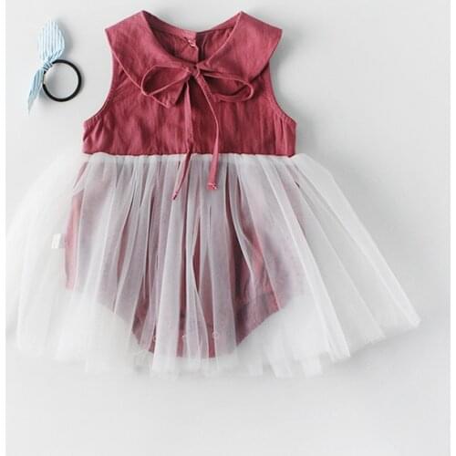 Ins Hot 2020 New Summer Full Moon Baby Sleeveless Doll Collar Mesh Baby Bodysuit New Born Baby Girl Clothes