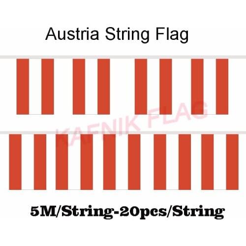 KAFNIK,5 meters 20 faces 14*21CM Austria String Flag Banner Bar For Party Decoration/World Event Carnival Decor