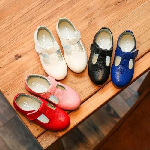 Girls Classical Top Cowhide shoes with Flat, Children Solid Genuine Leather Loafer, Princess Dance shoes, white Black red Pink