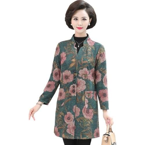 Womens Jacket Coat 2021 Autumn New Overcoat Middle-Aged And Elderly Windbreaker Elegant Fashion Trench Coat Large Size Coat Top
